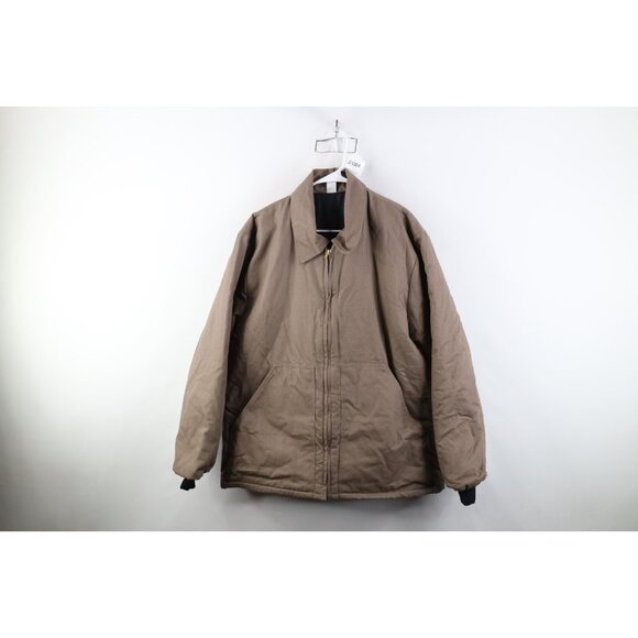 Vintage Other - Vintage 90s Military Style Mens Large Faded Blouson Full Zip Jacket Canvas Brown